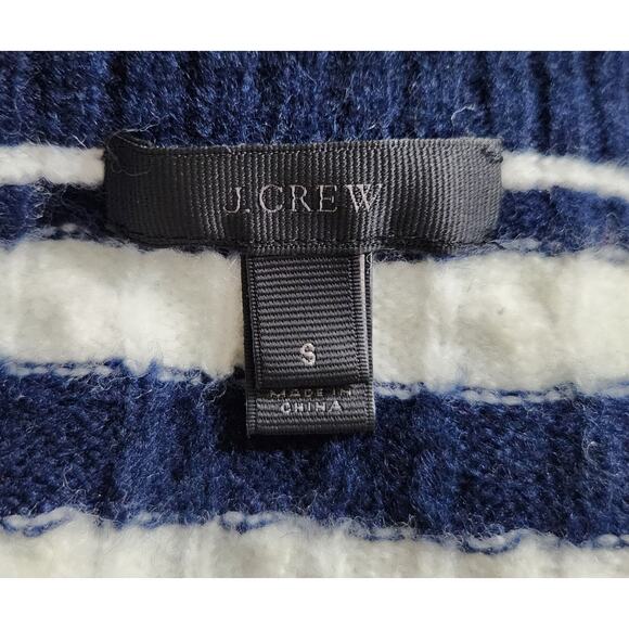 J. Crew Crewneck Pullover Sweater Cable Knit Side Buttons Blue White Size Small - Picture 9 of 11
